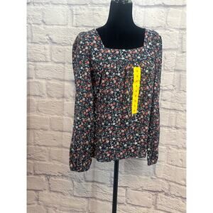 Lucky Brand knit floral top Blue Small